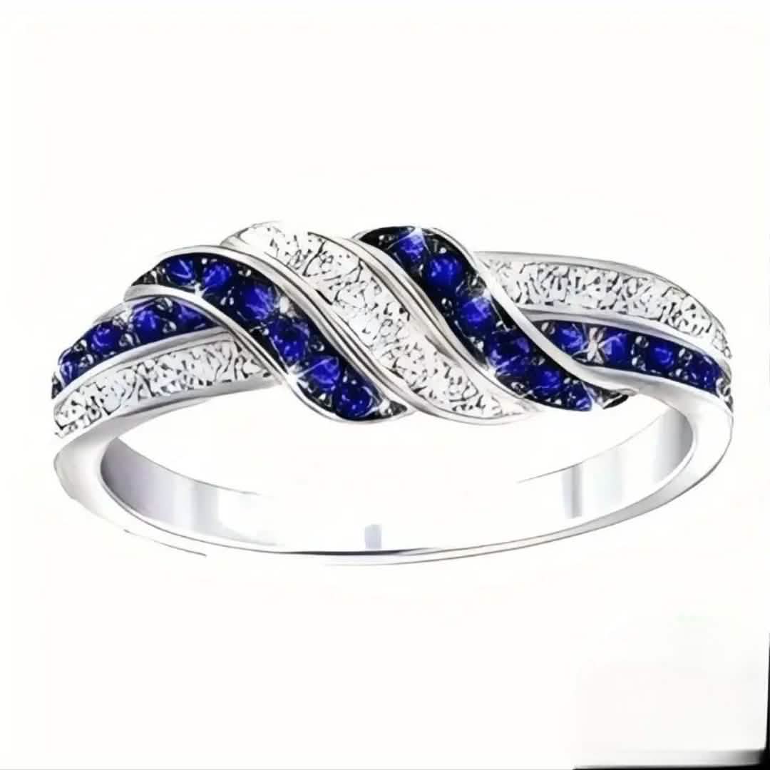 Sparkling Blue Cubic Zirconia Infinity Love Ring – 925 Sterling Silver DailySale