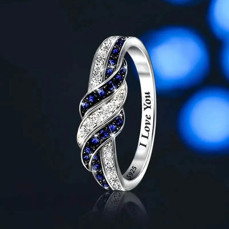 Sparkling Blue Cubic Zirconia Infinity Love Ring – 925 Sterling Silver DailySale