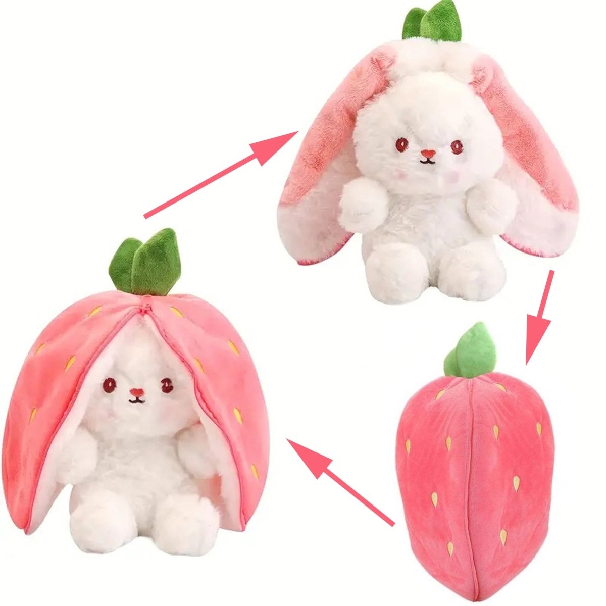 ZenWolf Sensory Grounding Plush: Reversible "Safe Space" Strawberry Bunny - Zenwolf