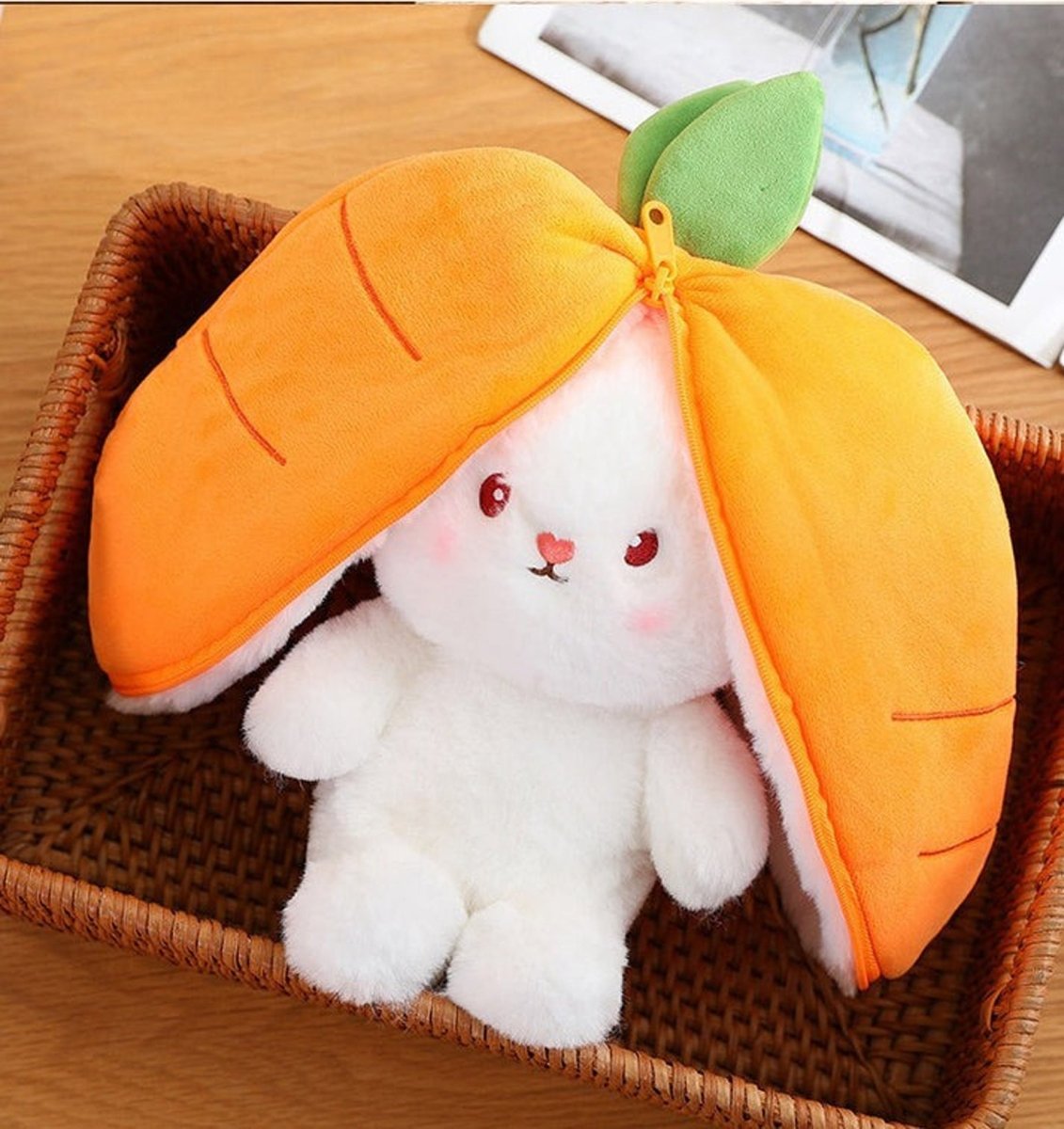 ZenWolf Sensory Grounding Plush: Reversible "Safe Space" Strawberry Bunny - Zenwolf