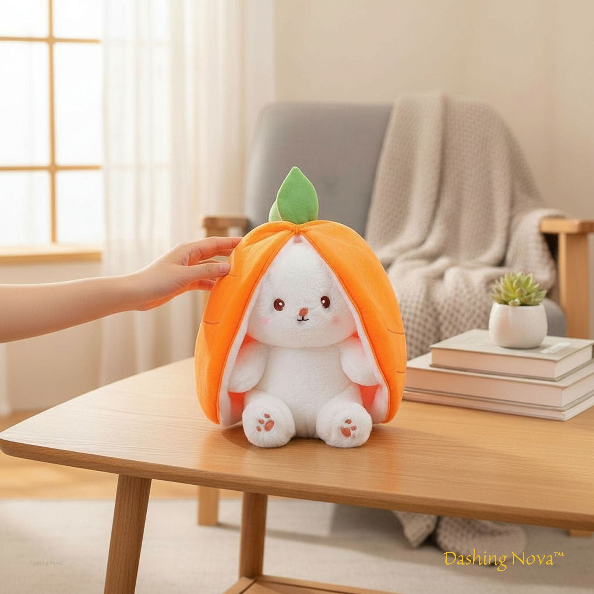 ZenWolf Sensory Grounding Plush: Reversible "Safe Space" Strawberry Bunny - Zenwolf