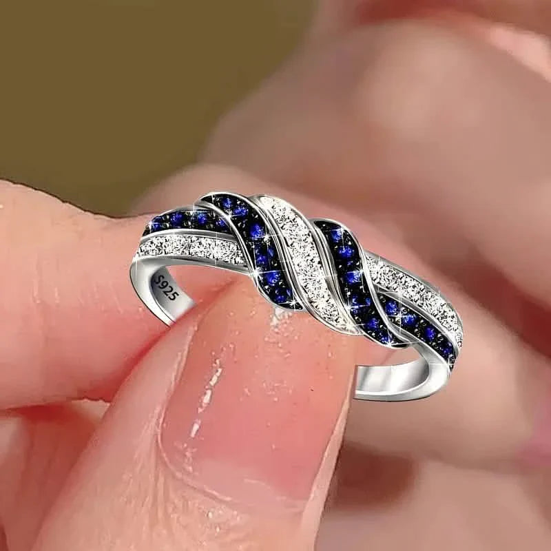 Sparkling Blue Cubic Zirconia Infinity Love Ring – 925 Sterling Silver DailySale