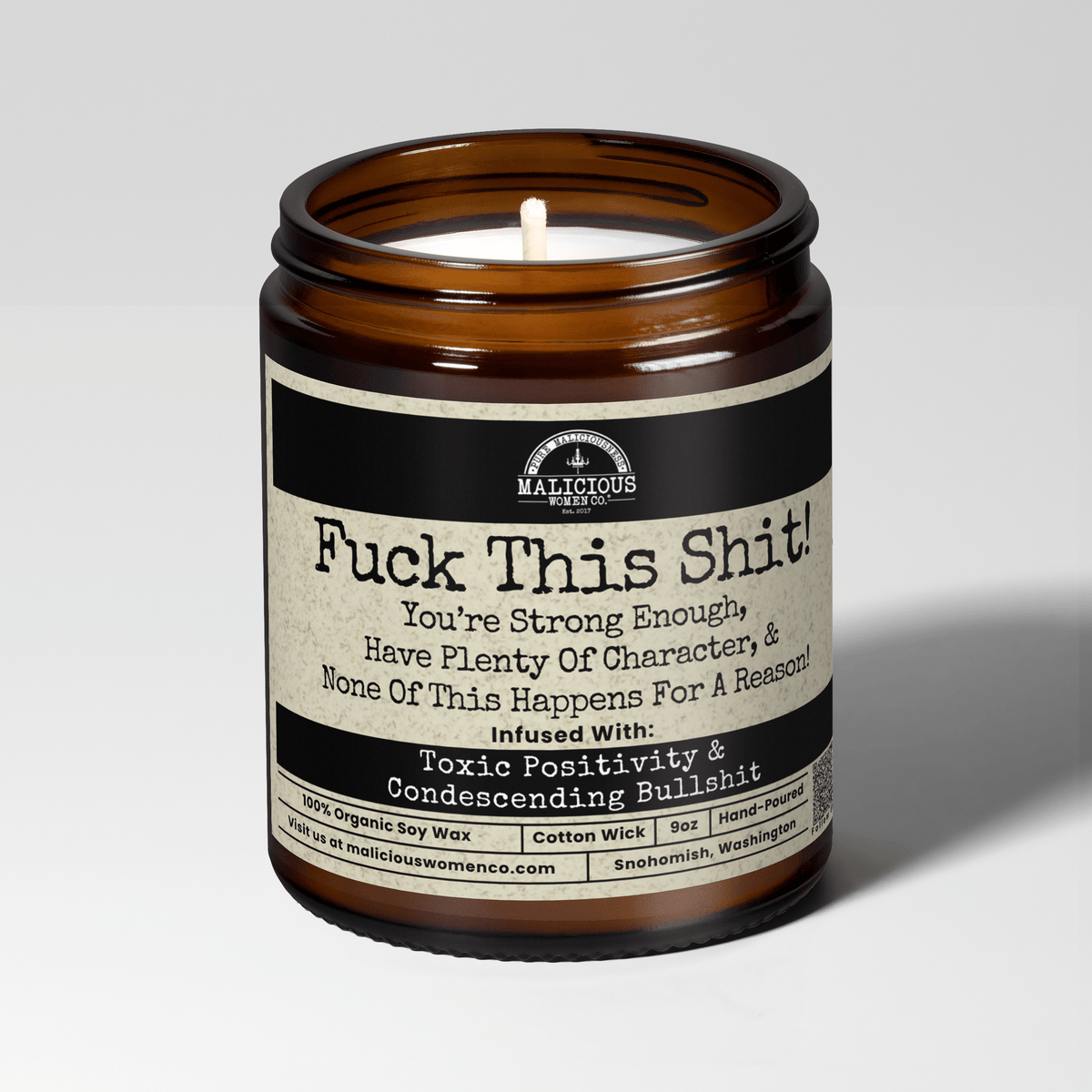 F*ck This Sh*t Youre Strong Enough You Have Plenty Of Character | Scent: Take A Hike | 9oz Mental Health Candle | Malicious Women Co