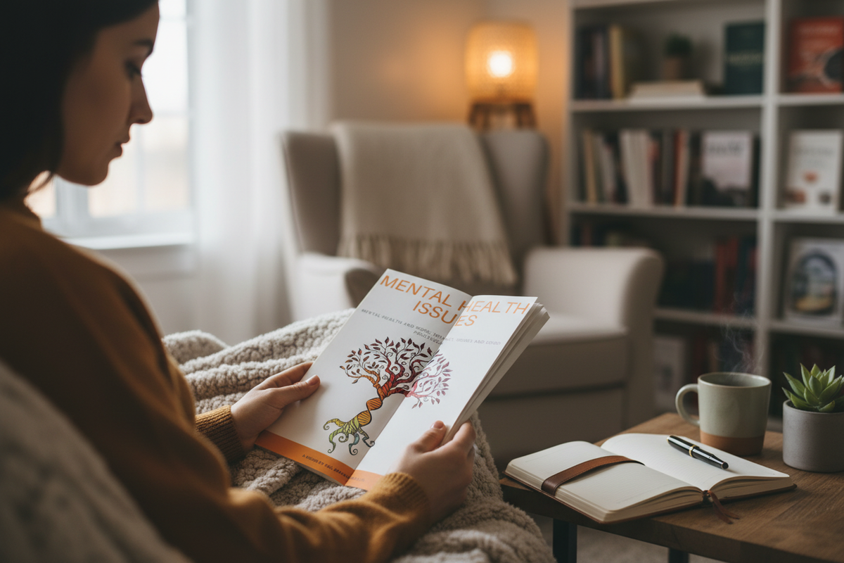 ZenWolf Mental Health Guide reading scene