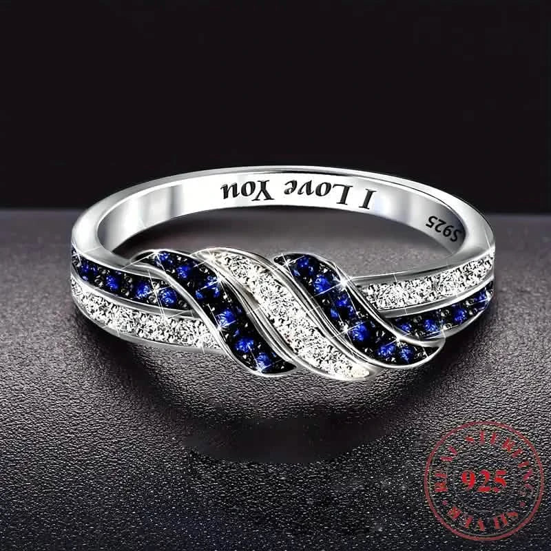 Sparkling Blue Cubic Zirconia Infinity Love Ring – 925 Sterling Silver DailySale