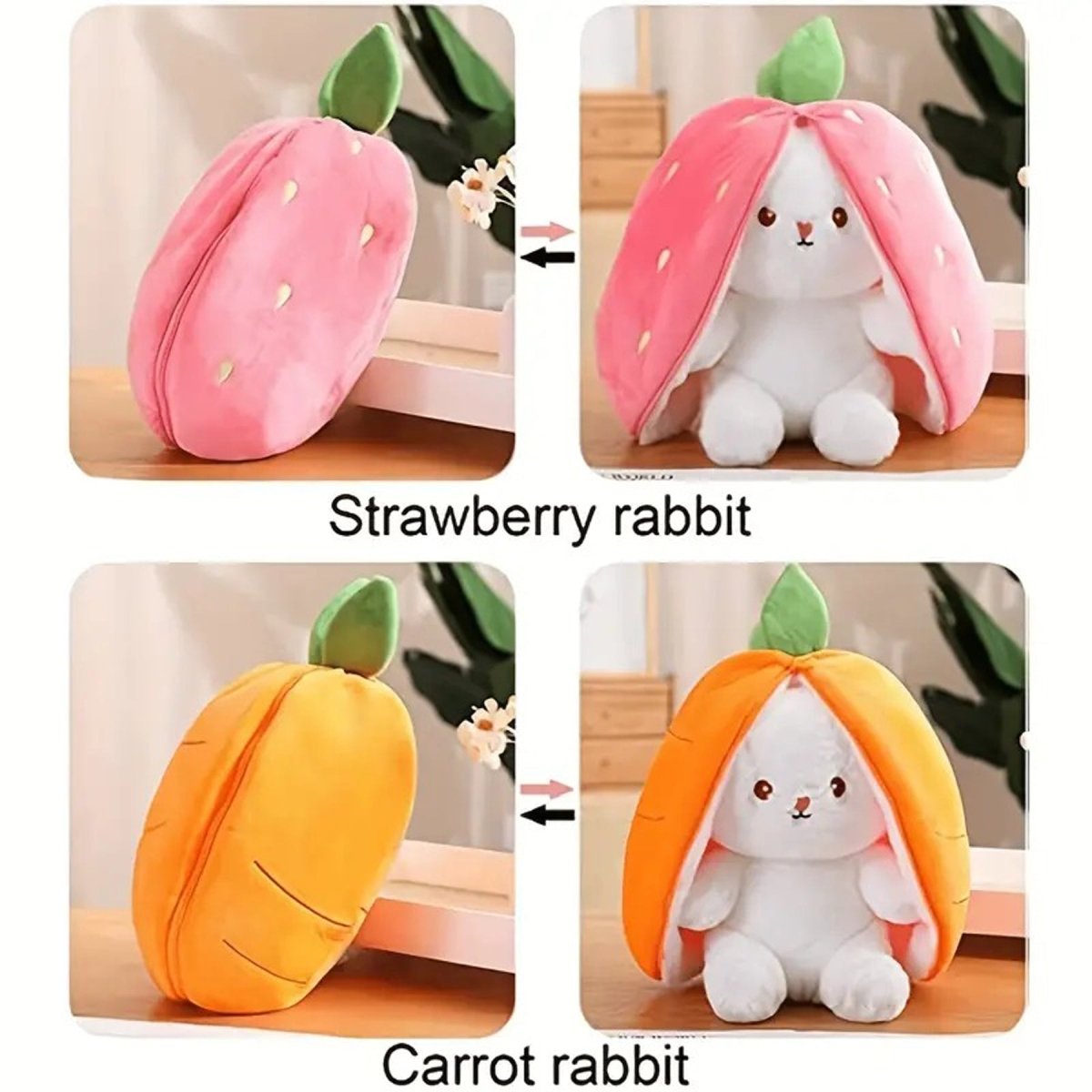 ZenWolf Sensory Grounding Plush: Reversible "Safe Space" Strawberry Bunny - Zenwolf