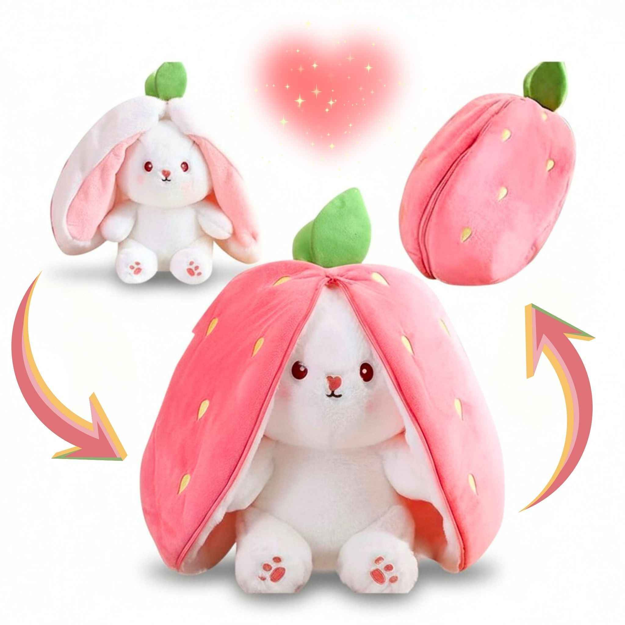 ZenWolf Sensory Grounding Plush: Reversible "Safe Space" Strawberry Bunny - Zenwolf