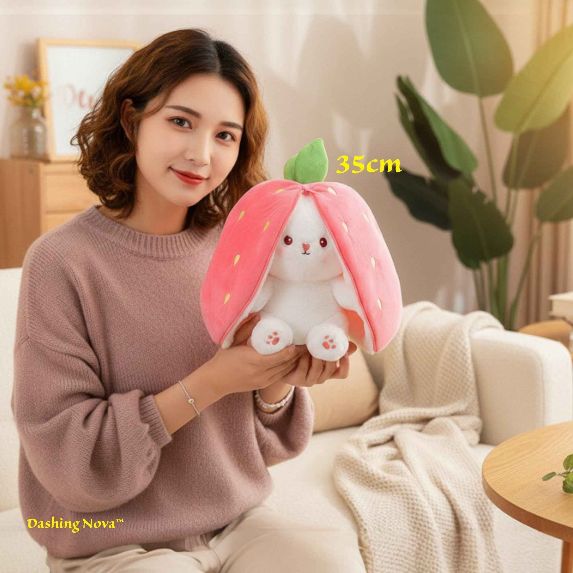 ZenWolf Sensory Grounding Plush: Reversible "Safe Space" Strawberry Bunny - Zenwolf