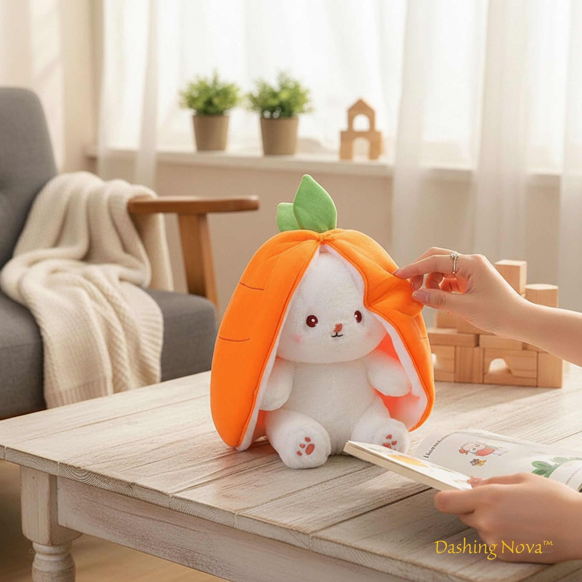 ZenWolf Sensory Grounding Plush: Reversible "Safe Space" Strawberry Bunny - Zenwolf