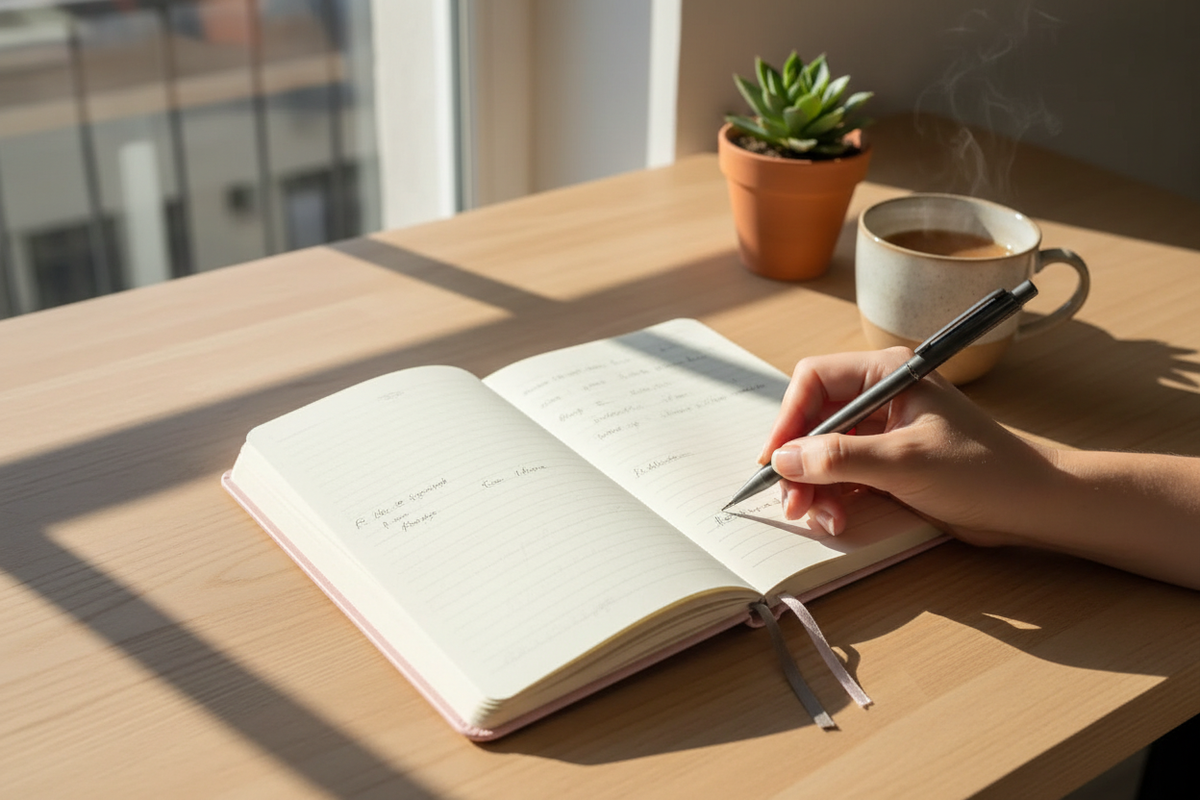 ZenWolf Mental Health Notebook in use